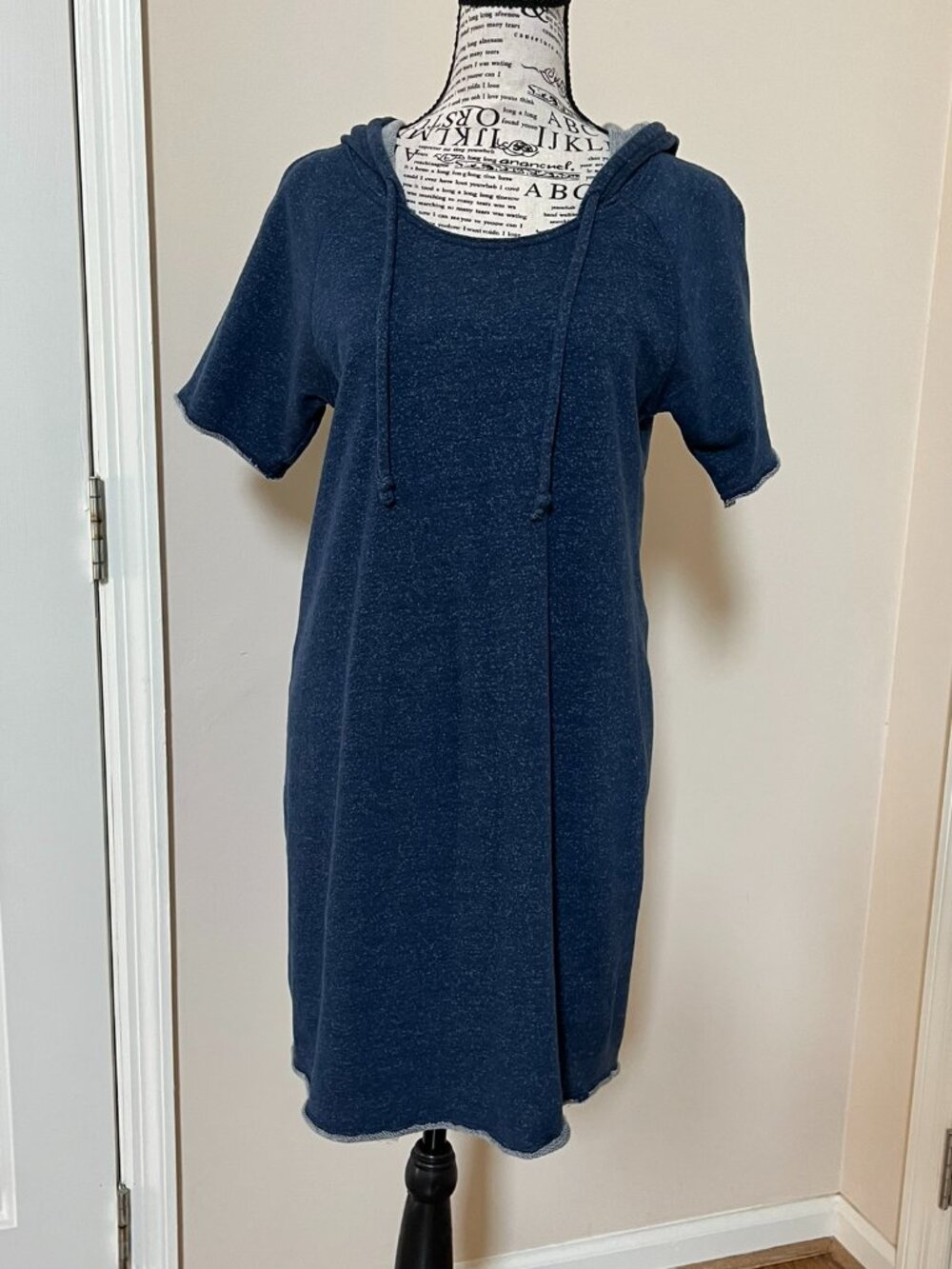 Life Is Good Blue Short-Sleeved Hooded Dress, Size S